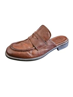 Officine Creative Calixte Brown Italian Leather Penny Loafer Mules Size 37.5/6.5